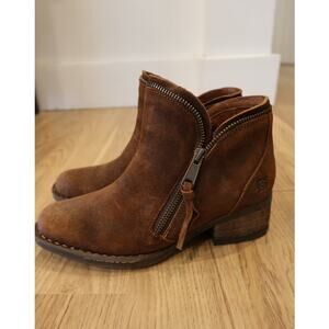 Born Montoro II Bootie Distressed Brown Suede Leather Boots Women's Size 6